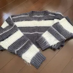 shein ニット 韓国 トップス セーター　ボーダー　ショート丈