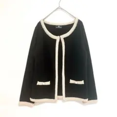 カールパークレーン　カーディガン　長袖　M ブラック　パール　羽織り　春　秋
