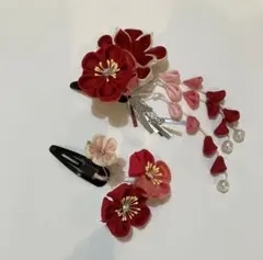 【2点セット+おまけ付き】つまみ細工髪飾り かんざし 和装 ケース付き