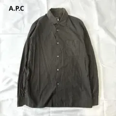 A.P.C 長袖 シャツ 総柄 1 フランス製 コットン ブラックのサムネイル