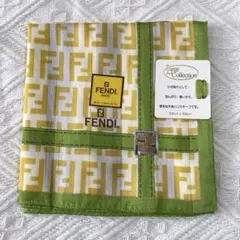 未使用　FENDI 大判ハンカチ グリーン　イエロー　ズッカ柄　58のサムネイル