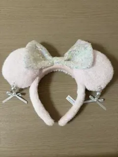 ミッキー型カチューシャ ピンク　ミニー　チャーム付き　 東京ディズニーランド