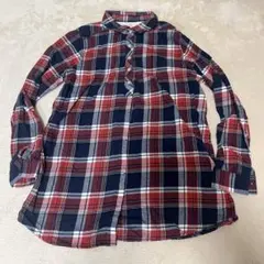 チェック柄 長袖シャツ 赤 RED 綿100% レディースシャツ 前開きシャツ