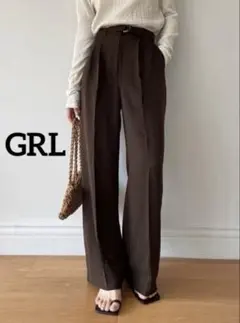 k0710 GRL センタープレスストレートパンツ ブラウン