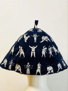 サウナハット　ハンドメイド　サウナ　相撲忍者侍柄　ゆったり大きめサイズ