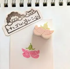 お花の帽子 消しゴムはんこ No.67