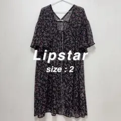 Lipstar リップスター シアー ロングカーディガン M 黒 羽根柄 総柄のサムネイル