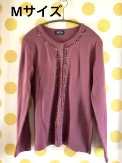 ニットカーディガン　M ワインレッド