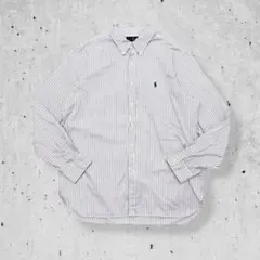 RALPHLAURENラルフローレン長袖BDシャツ紫マルチストライプXL16.5
