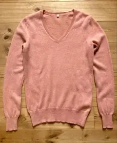 美品【カシミヤ100%】無印良品Vネックニットセーター Sサイズ ピンク