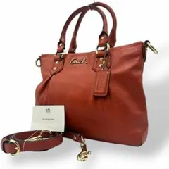 良品 1264 Coach ハンドバッグ 2way レザー レッド ゴールド金具