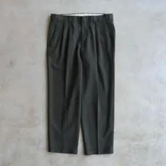 00s SLATESスレイツ ツータックスラックス カーキグレーW35 L30のサムネイル