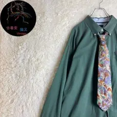 ✮2XL　ネクタイシャツ　トミーヒルフィガー　緑　ビッグサイズ　レノマネクタイ✮