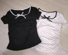 リボン付き 半袖Tシャツ 2枚セットのサムネイル