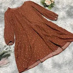 【earth music & ecology】花柄ブラウンシャツワンピース 長袖