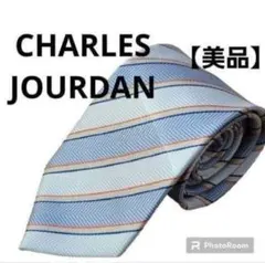 【美品】シャルルジョルダン　ネクタイ　ストライプ　シルク　イタリア　ブランドのサムネイル