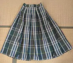 チェック柄プリーツロングスカート　ナイロン生地