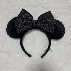 ミッキー耳カチューシャ（黒・ビーズ付き）