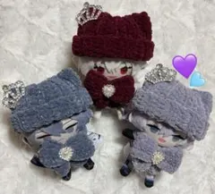 【キラパープル×リボン】 にじぱぺっと ネコ耳 ニット帽 ぬい服 ぬい帽子