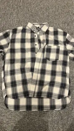 半袖チェックシャツ ボタンダウン オーバーサイズ ブラック×ホワイト