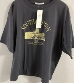 ルノンキュール街柄 プリント Tシャツ フリーサイズチャコール