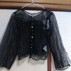 ブラックレース 長袖カーディガン M