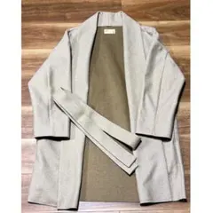 美品　ナノユニバース ノーカラーコート ガウン ベージュ ベルト付き