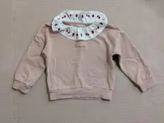 いちご刺繍 トレーナー 90 女の子 ピンク フリル襟 スウェット 苺