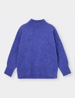 GU パフィータッチハイネックチュニック ブルー M