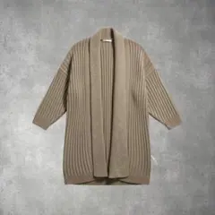 ZARA リブニット ショールカラー カーディガン コート 48-5-68