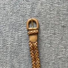 レザー編み込みベルト ブラウン系