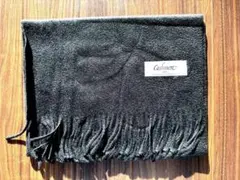 ユニセックス　カシミヤ100% ブラックマフラー フリンジ付き