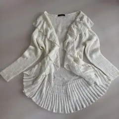y2k フリル付きホワイトニットカーディガン フェアリーグランジ　バレエコア