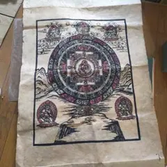 密教 曼荼羅◇チベット密教高僧マイラ・ラマ僧◇肉筆画◇純金粉 使用
