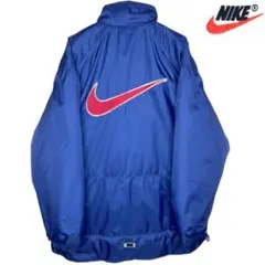 NIKE 銀タグ ダウン ナイロンジャケット ビッグスウッシュ レトロ ネイビー