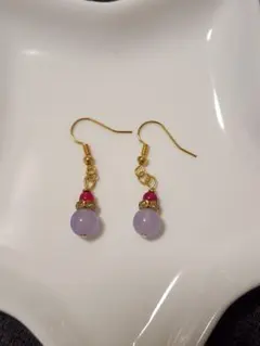 天然石 フック式ピアス