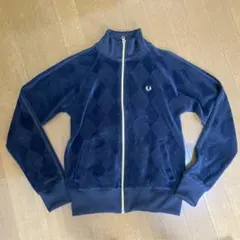フレッドペリー トラックジャケット ジャージ ベロア 黒 刺繍ロゴ