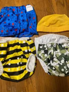 水着・帽子セット カラフルデザイン　防水オムツカバー