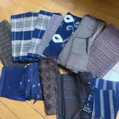 M格安 リメイク用 素材 まとめ売り 着物 和服 9点 綿紬 本染 浴衣 反物