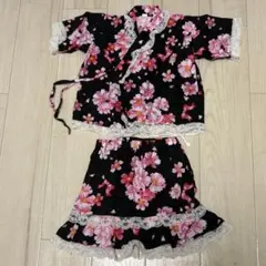花柄甚平 90サイズ 黒
