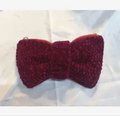 リボンペンケーリボンポーチ ハンドメイド 編み物 筆箱 化粧ポーチ