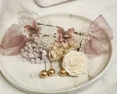 卒業式　和装髪飾り　お花髪飾り　フラワーヘアピン くすみカラー系