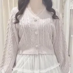 evelyn ビジューケーブルカーディガン　エブリン　量産