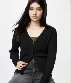 ユニクロ　ウォッシャブルニットリブカーディガン　XS