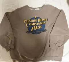 プリント スウェット トレーナー ブラウン 裏起毛 オーバーサイズ 古着