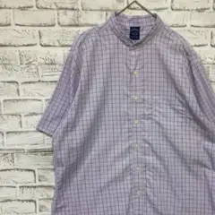 ブルックスブラザーズ半袖シャツ！パープルチェックXL 0515