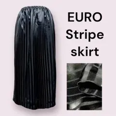 vintageヴィンテージスカートストライプブラック黒系レトロヨーロッパ海外古着