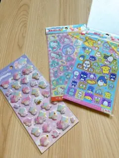 3枚セット　サンリオキャラクターズ　キラッとシール3とぷくっとシール