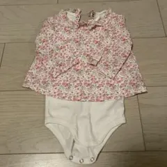 【プチバトー】　PETIT BATEAU子供花柄 ロンパース サイズ60 花柄