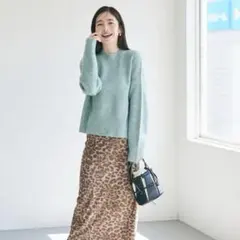 COCA ふあふあヤク風リブ襟クルーネックニット(通勤服通学服旅行などに)